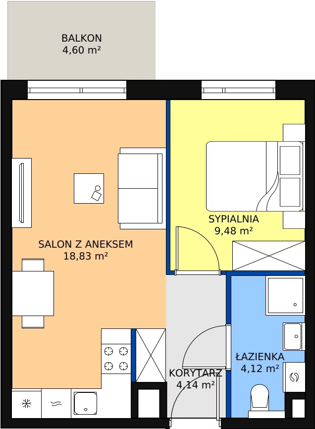 Zalety mieszkania 36.57 m², C/44
