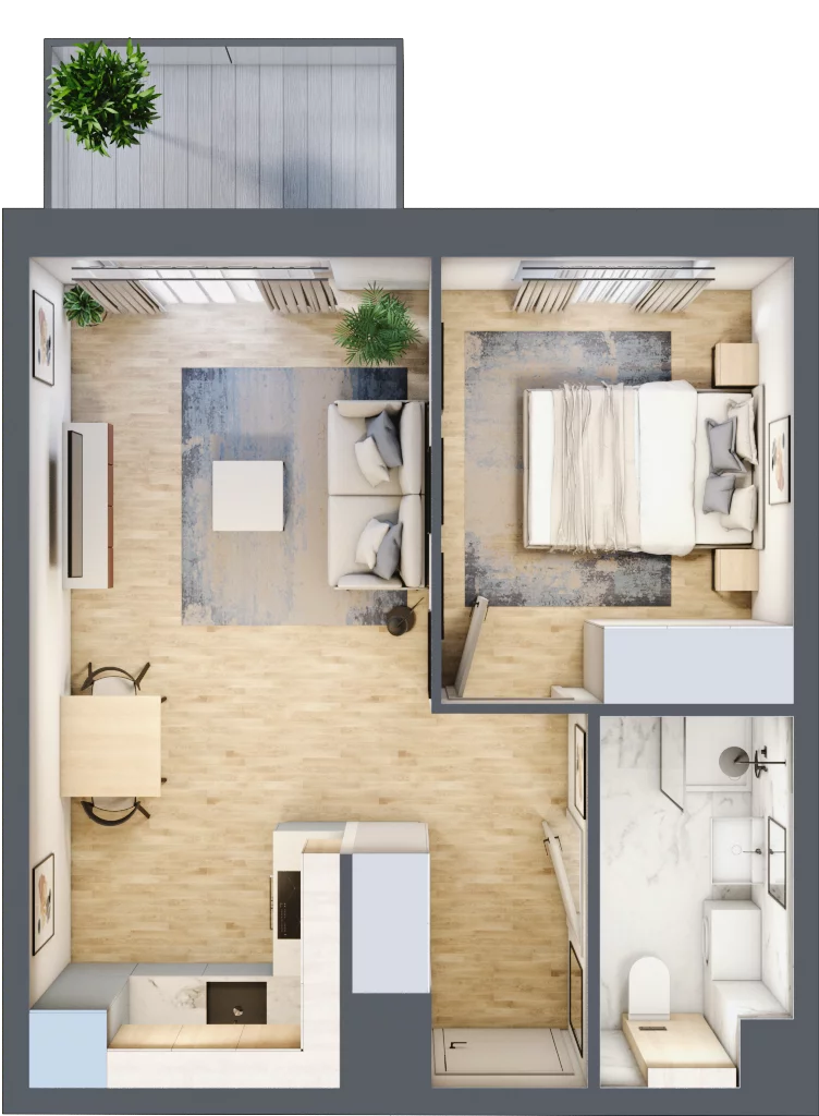 2 pokoje, mieszkanie 36,57 m², piętro 1, oferta nr C/44, Osiedle Wilno 7, Warszawa, Targówek, Elsnerów, ul. Janowiecka