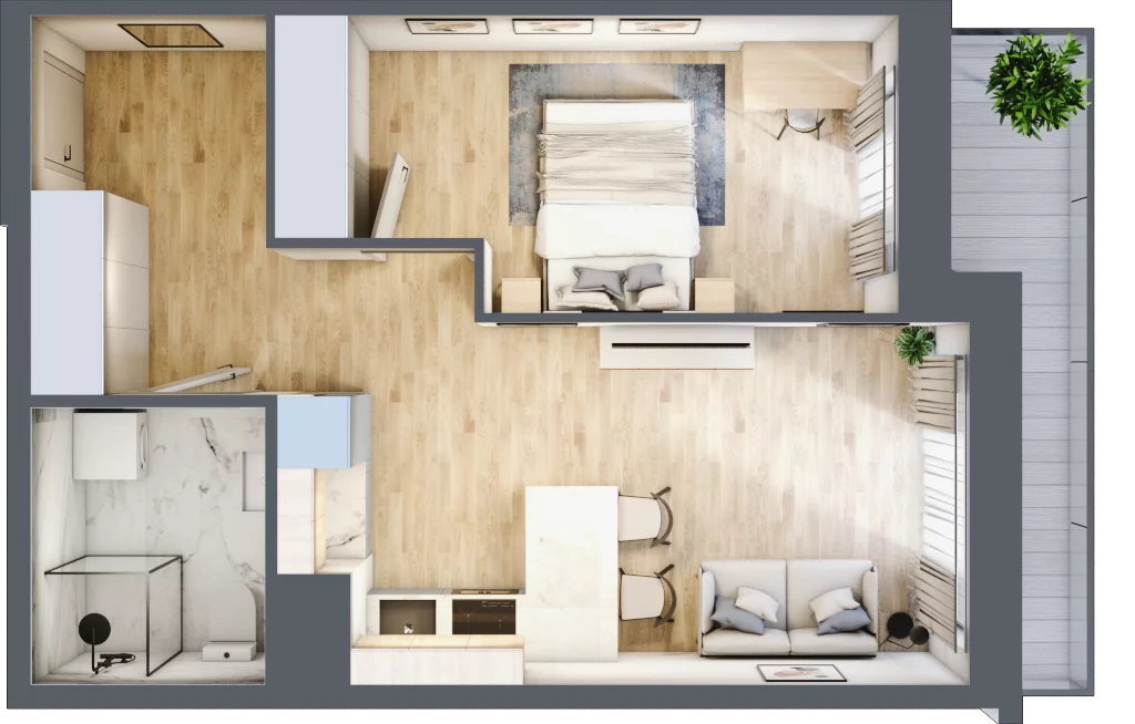 2 pokoje, mieszkanie 40,05 m², piętro 1, oferta nr E/7, 29. Aleja, Kraków, Stare Miasto, Warszawskie, ul. Prandoty 10c / al. 29 Listopada