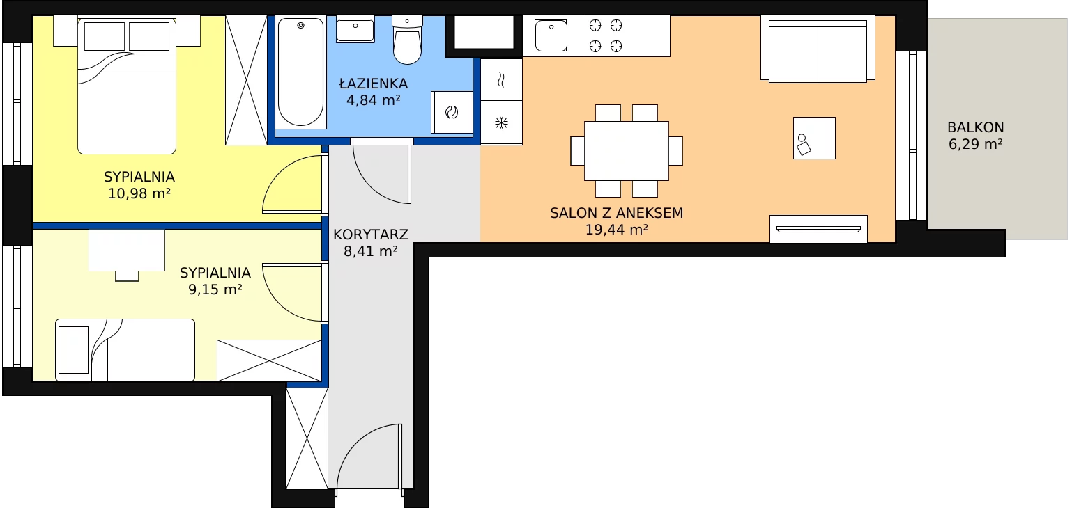 Zalety mieszkania 52.82 m², E/25