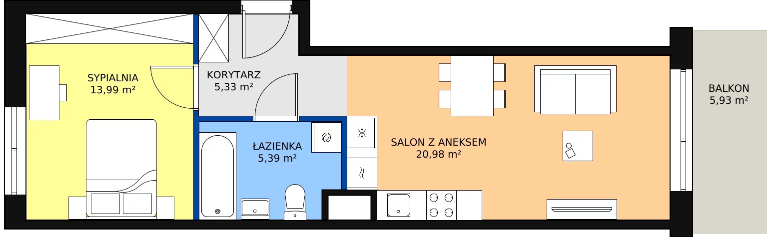 Zalety mieszkania 45.66 m², E/34