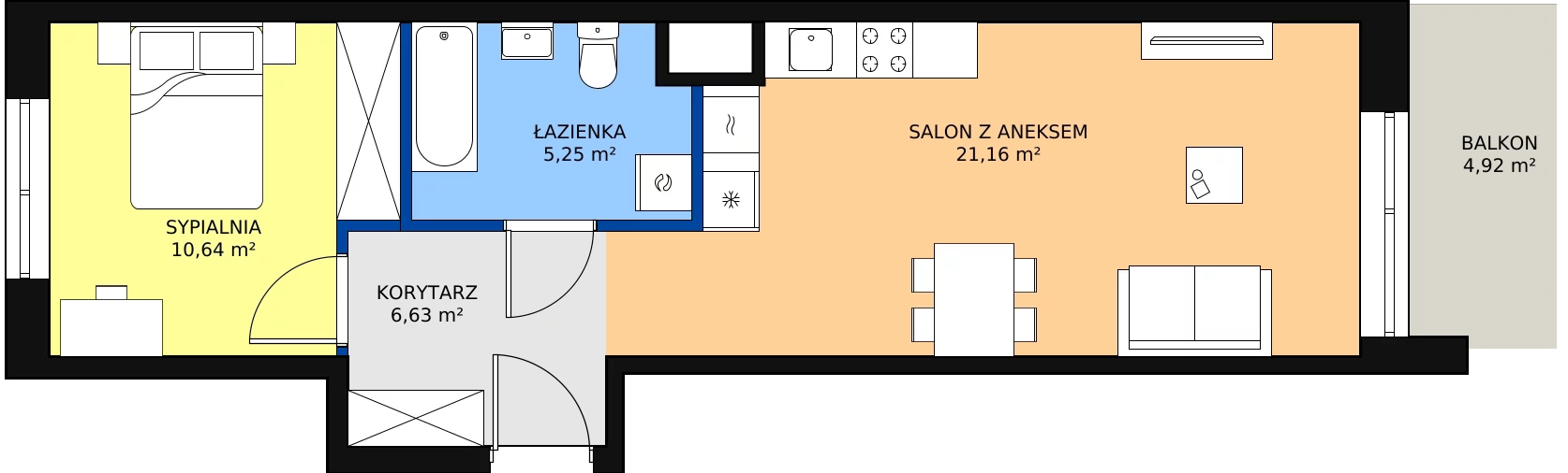Zalety mieszkania 43.68 m², E/35