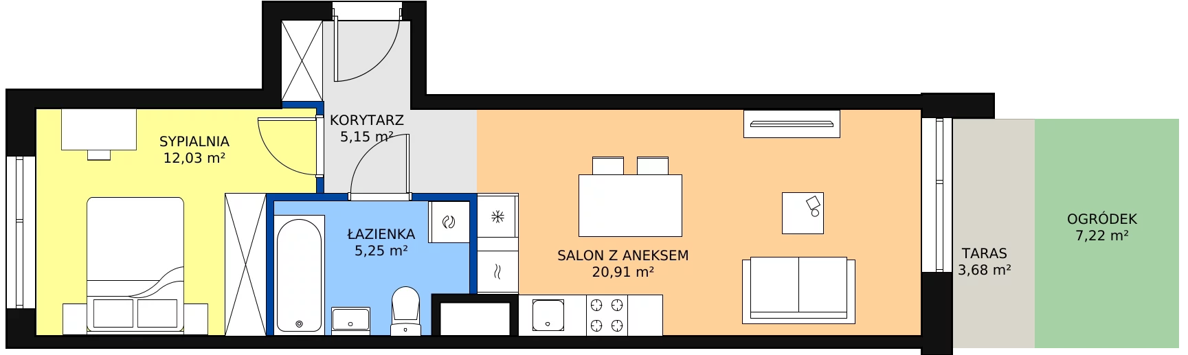 Zalety mieszkania 43.34 m², E/52