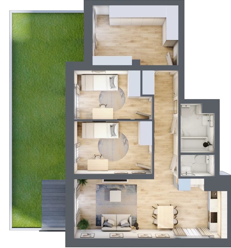 3 pokoje, mieszkanie 68,08 m², parter, oferta nr E/83, 29. Aleja, Kraków, Stare Miasto, Warszawskie, ul. Prandoty 10c / al. 29 Listopada