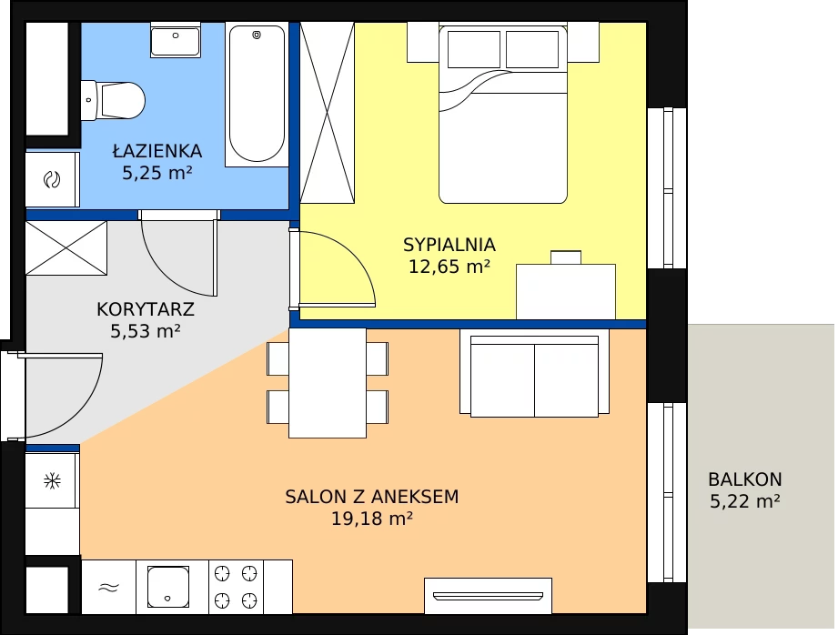 Zalety mieszkania 42.61 m², E/142