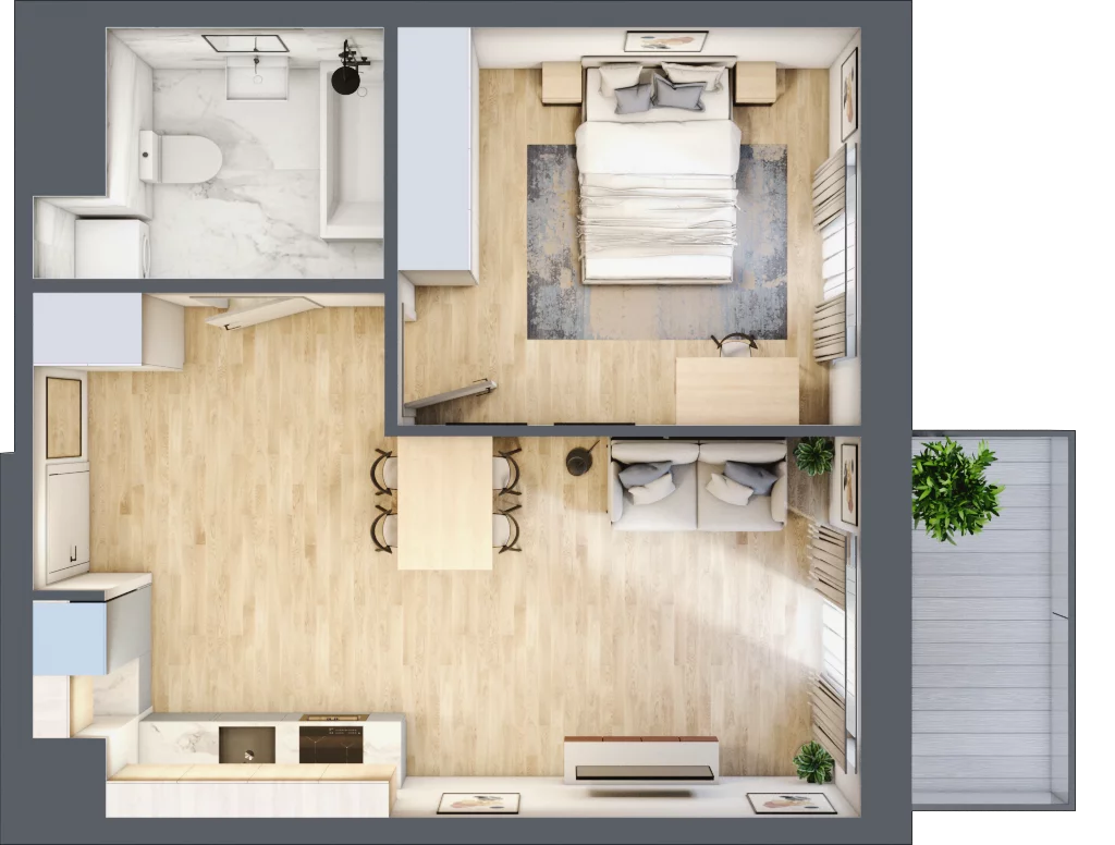 2 pokoje, mieszkanie 42,61 m², piętro 7, oferta nr E/142, 29. Aleja, Kraków, Stare Miasto, Warszawskie, ul. Prandoty 10c / al. 29 Listopada