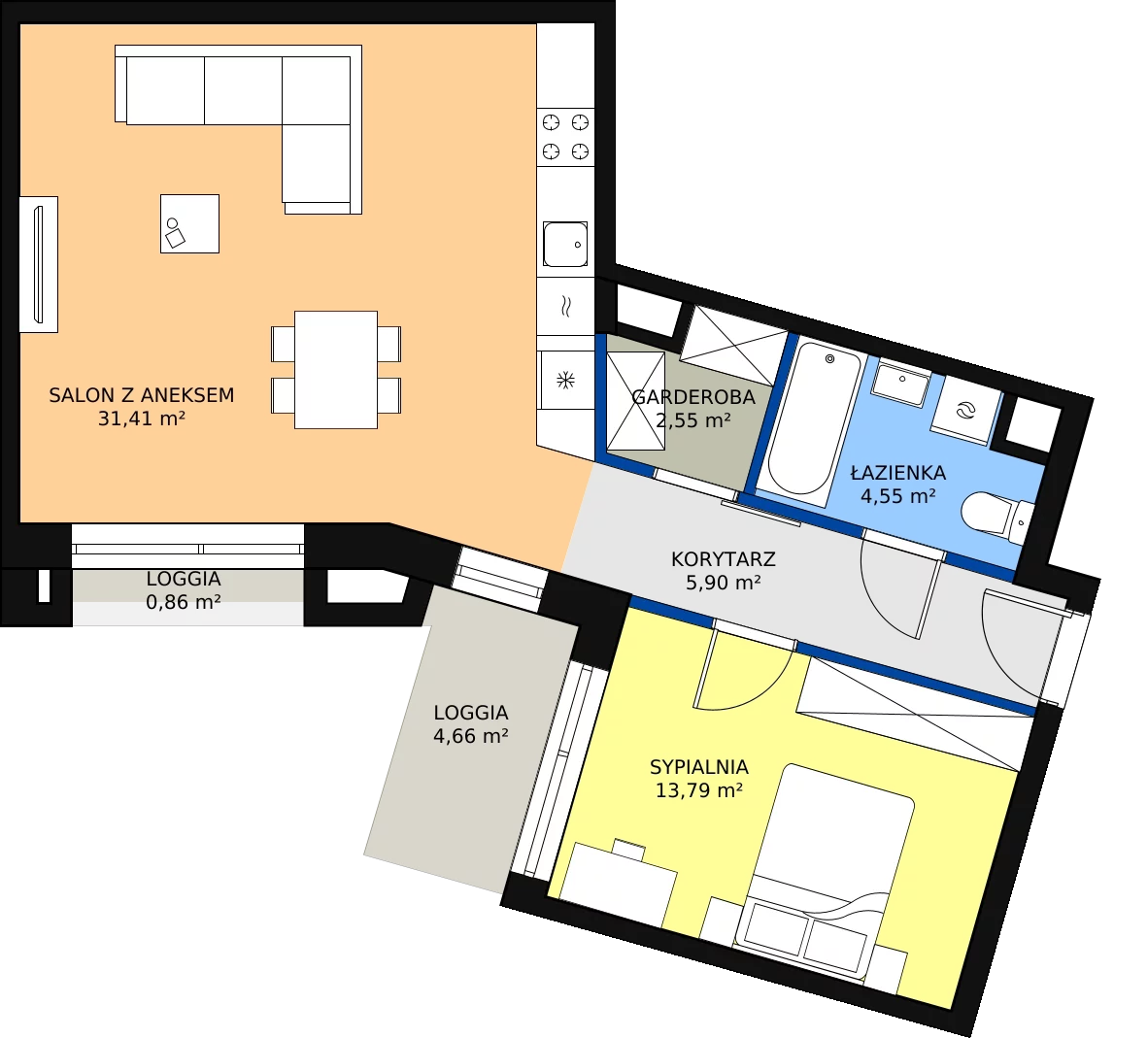 Zalety mieszkania 58.2 m², E/158