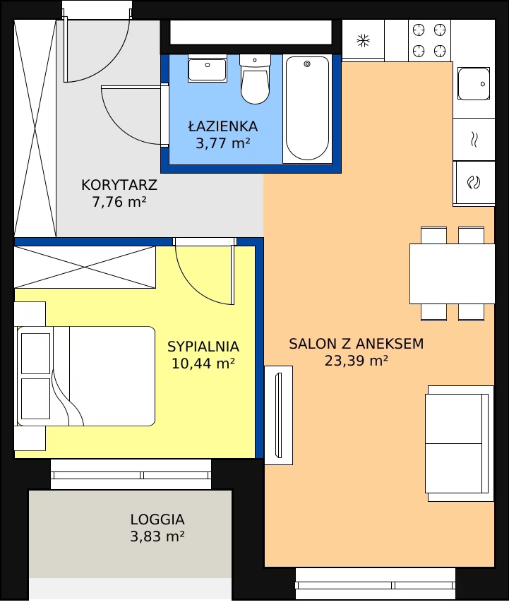 Zalety mieszkania 45.36 m², E/159