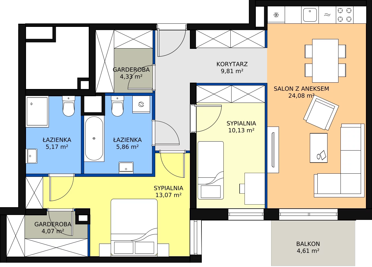 3 pokoje, apartament 76,52 m², piętro 1, oferta nr A/46, Apartamenty Nad Rzeką, Wrocław, Stare Miasto, ul. Michalczyka 3