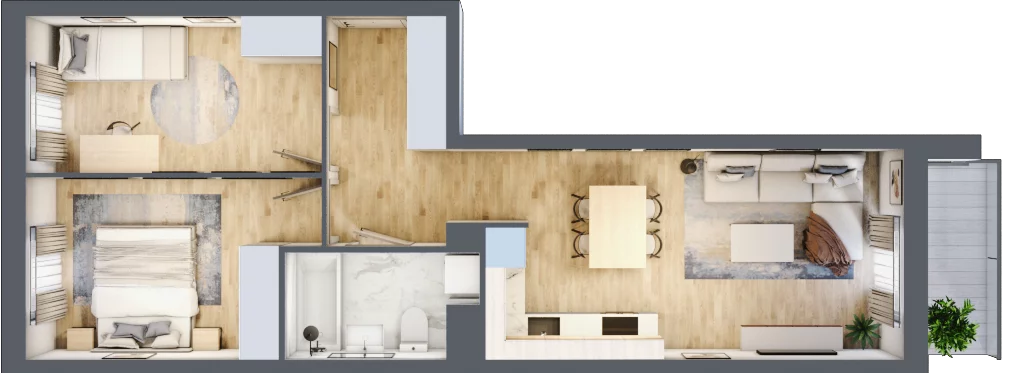 3 pokoje, mieszkanie 53,21 m², piętro 1, oferta nr B/7, Osiedle Międzyleska, Wrocław, Tarnogaj, Krzyki, ul. Międzyleska 6b