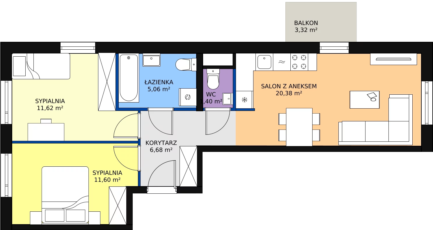 Zalety mieszkania 56.74 m², B/16