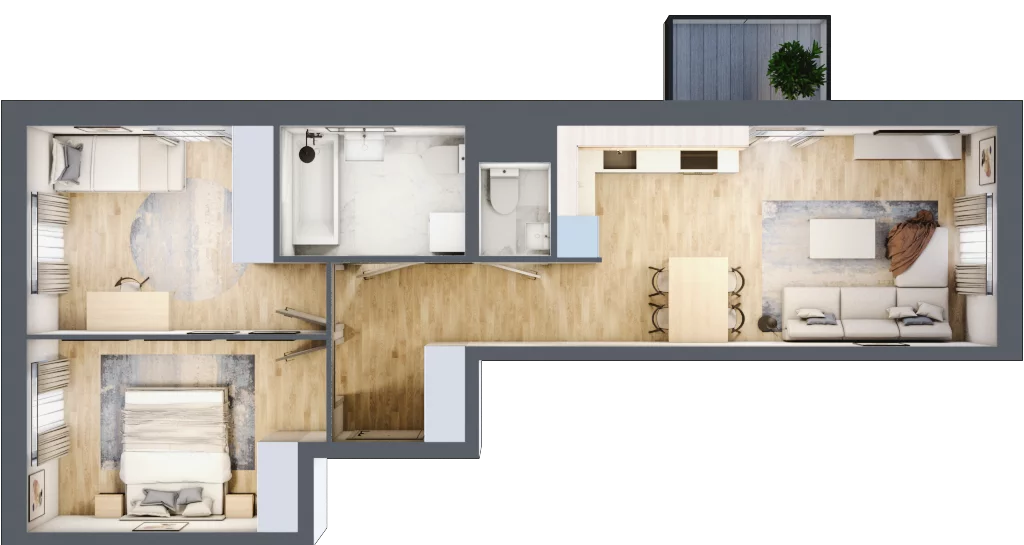 3 pokoje, mieszkanie 56,74 m², piętro 4, oferta nr B/16, Osiedle Międzyleska, Wrocław, Tarnogaj, Krzyki, ul. Międzyleska 6b