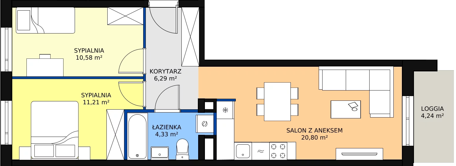 Zalety mieszkania 53.21 m², B/22