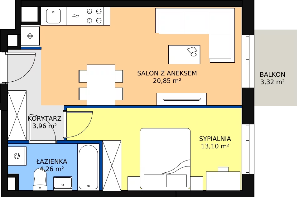 Zalety mieszkania 42.17 m², B/29