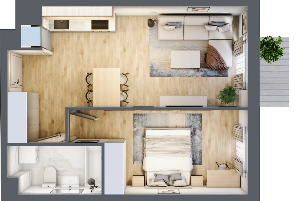2 pokoje, mieszkanie 42,17 m², piętro 1, oferta nr B/29, Osiedle Międzyleska, Wrocław, Tarnogaj, Krzyki, ul. Międzyleska 6b
