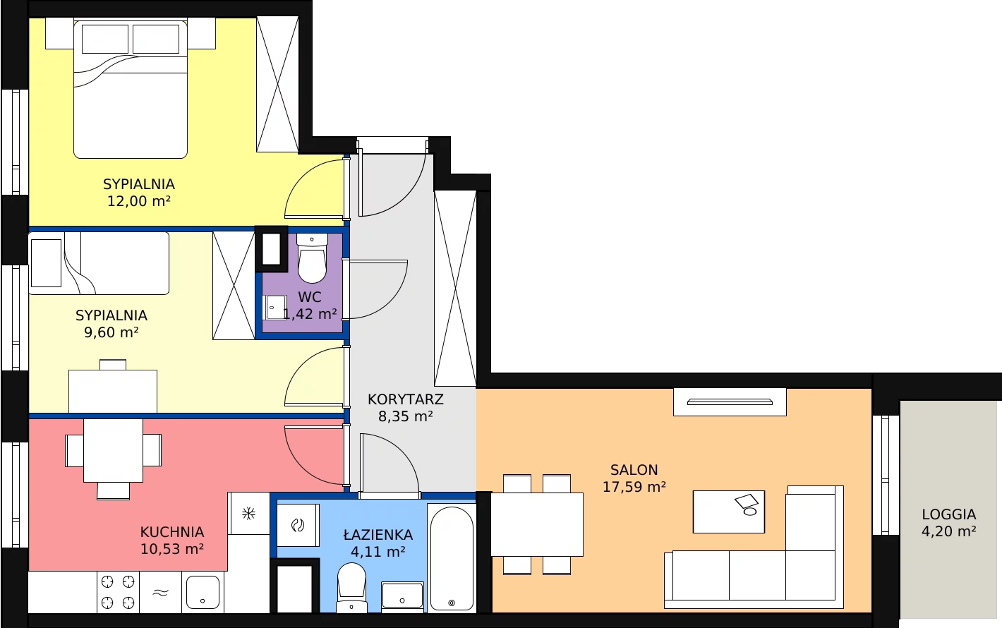 Zalety mieszkania 63.6 m², B/42