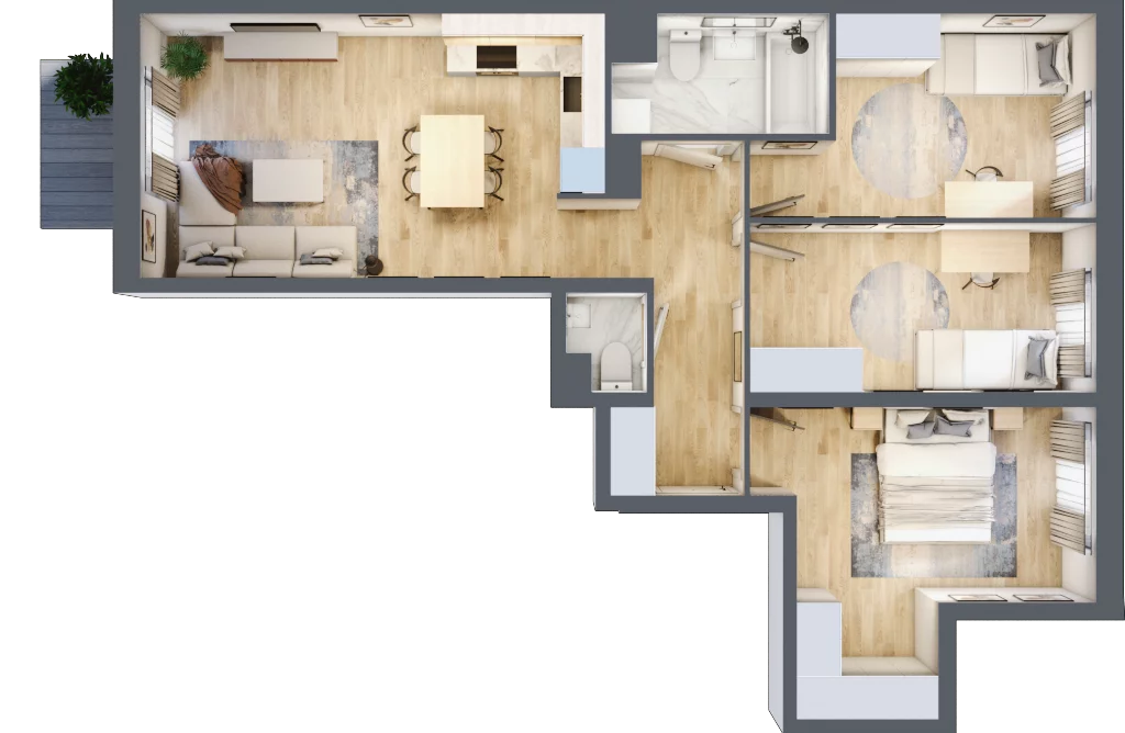 4 pokoje, mieszkanie 71,44 m², piętro 1, oferta nr B/54, Osiedle Międzyleska, Wrocław, Tarnogaj, Krzyki, ul. Międzyleska 6b
