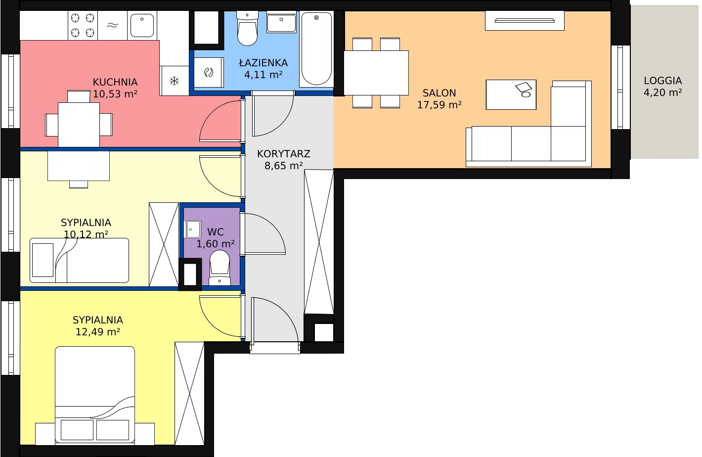 Zalety mieszkania 65.09 m², B/55