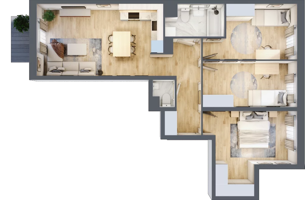 4 pokoje, mieszkanie 71,44 m², piętro 4, oferta nr B/72, Osiedle Międzyleska, Wrocław, Tarnogaj, Krzyki, ul. Międzyleska 6b