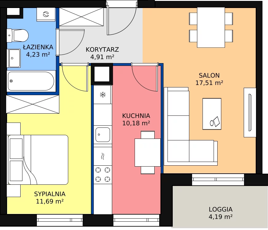 Zalety mieszkania 48.52 m², B/74