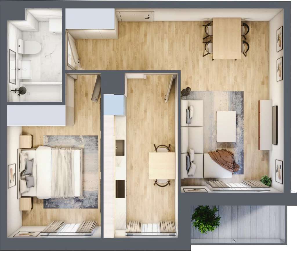 2 pokoje, mieszkanie 48,52 m², piętro 5, oferta nr B/74, Osiedle Międzyleska, Wrocław, Tarnogaj, Krzyki, ul. Międzyleska 6b