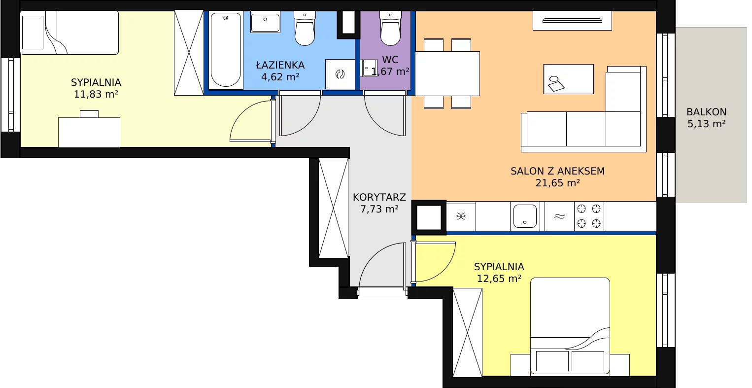 Zalety mieszkania 60.15 m², B/81