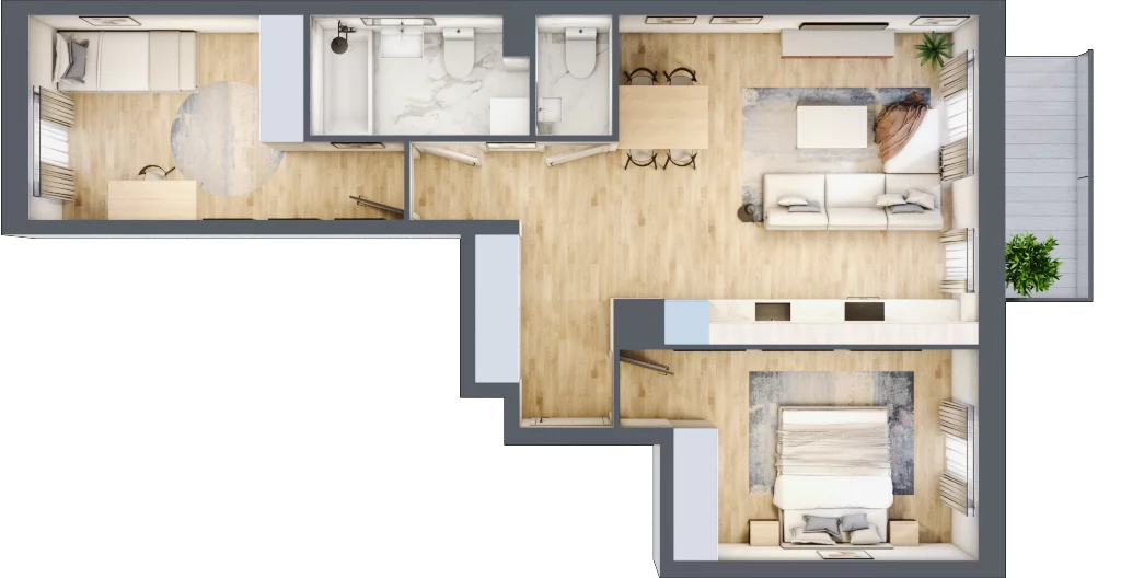 3 pokoje, mieszkanie 60,15 m², piętro 1, oferta nr B/81, Osiedle Międzyleska, Wrocław, Tarnogaj, Krzyki, ul. Międzyleska 6b