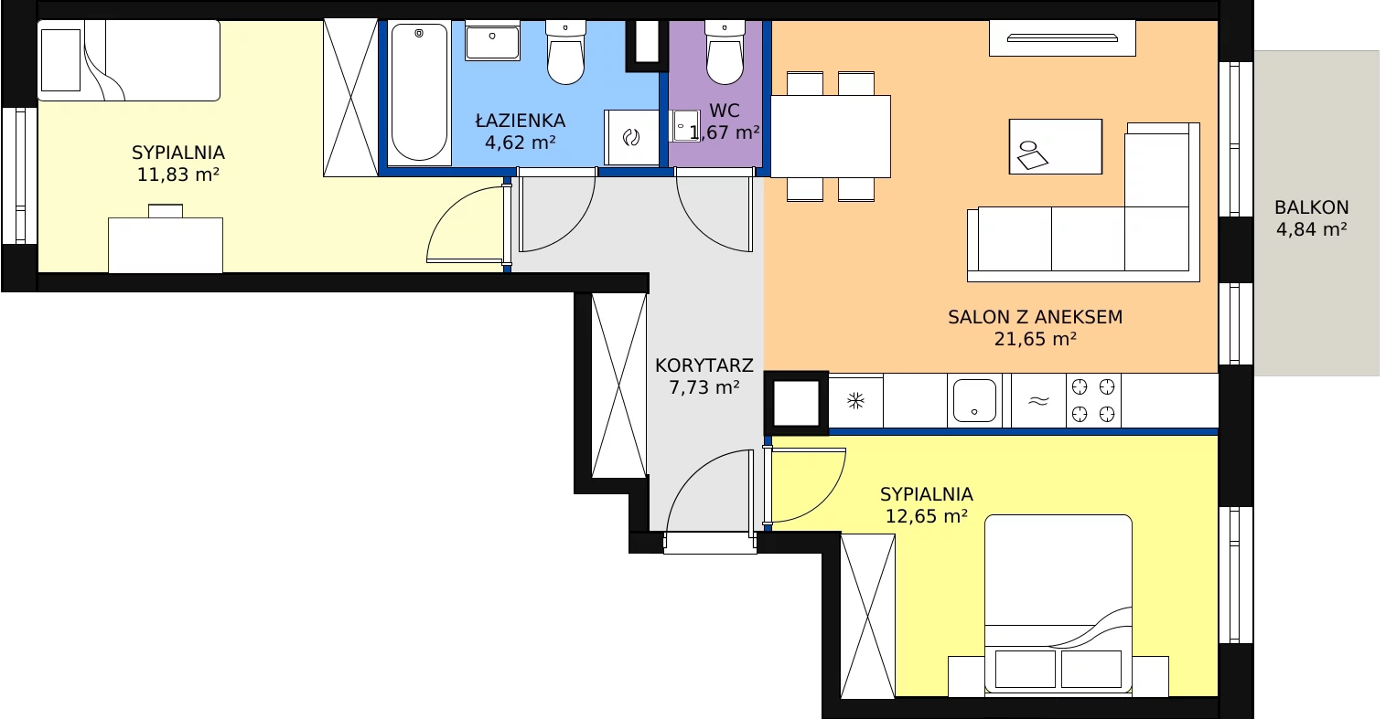 Zalety mieszkania 60.15 m², B/85