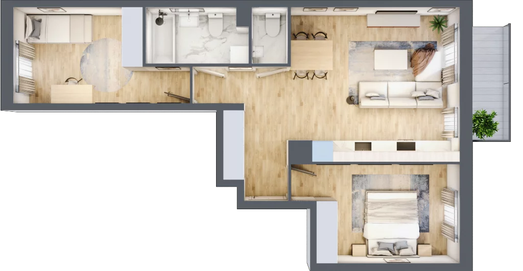 3 pokoje, mieszkanie 60,15 m², piętro 2, oferta nr B/85, Osiedle Międzyleska, Wrocław, Tarnogaj, Krzyki, ul. Międzyleska 6b