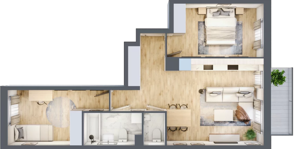 3 pokoje, mieszkanie 59,67 m², piętro 3, oferta nr B/86, Osiedle Międzyleska, Wrocław, Tarnogaj, Krzyki, ul. Międzyleska 6b