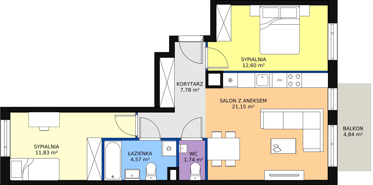 Zalety mieszkania 59.67 m², B/90