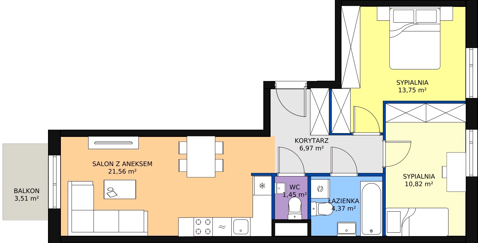 Zalety mieszkania 58.92 m², B/98