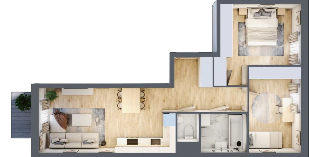 3 pokoje, mieszkanie 58,92 m², piętro 1, oferta nr B/98, Osiedle Międzyleska, Wrocław, Tarnogaj, Krzyki, ul. Międzyleska 6b