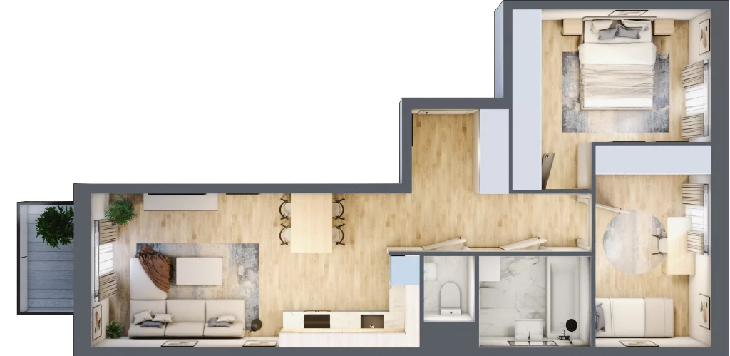 3 pokoje, mieszkanie 58,74 m², piętro 1, oferta nr B/118, Osiedle Międzyleska, Wrocław, Tarnogaj, Krzyki, ul. Międzyleska 6b