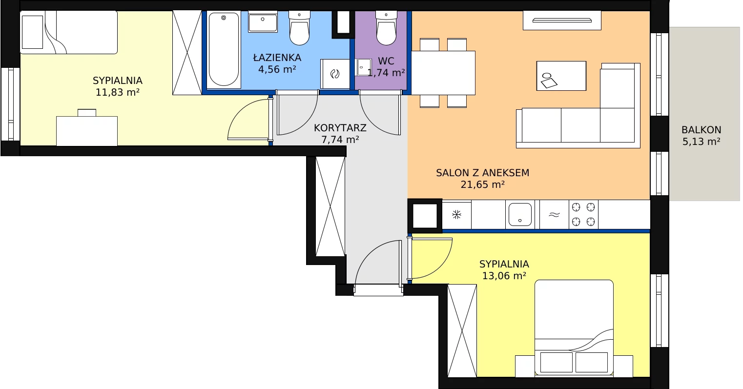 Zalety mieszkania 60.58 m², B/121