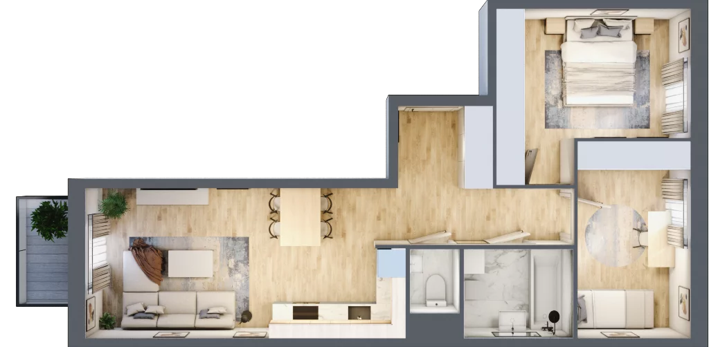 3 pokoje, mieszkanie 58,74 m², piętro 4, oferta nr B/130, Osiedle Międzyleska, Wrocław, Tarnogaj, Krzyki, ul. Międzyleska 6b