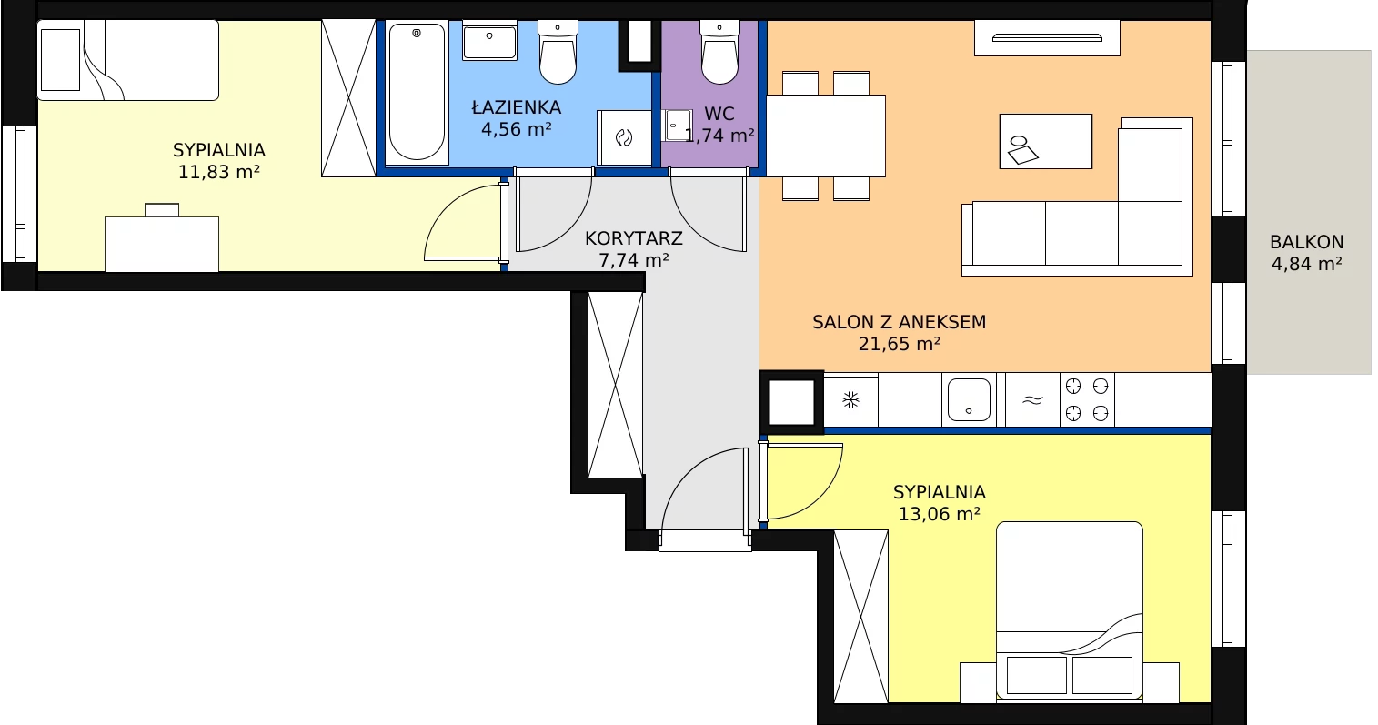 Zalety mieszkania 60.58 m², B/133