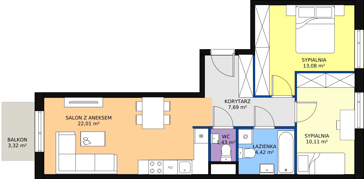 Zalety mieszkania 58.74 m², B/134