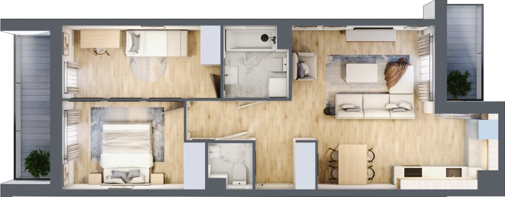 3 pokoje, mieszkanie 58,94 m², piętro 1, oferta nr B/139, Osiedle Międzyleska, Wrocław, Tarnogaj, Krzyki, ul. Międzyleska 6b