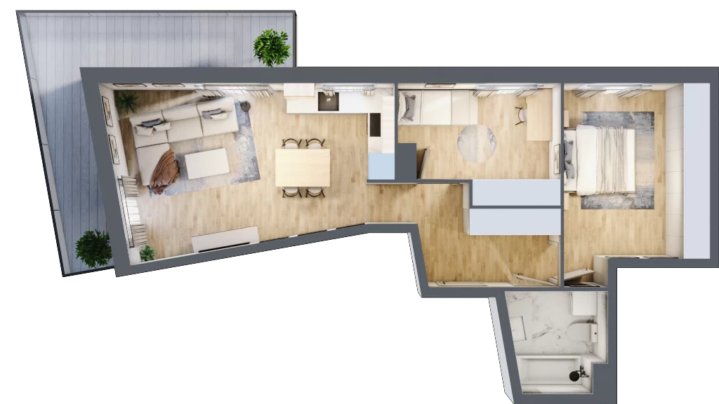 3 pokoje, mieszkanie 59,01 m², piętro 1, oferta nr B/144, Osiedle Międzyleska, Wrocław, Tarnogaj, Krzyki, ul. Międzyleska 6b