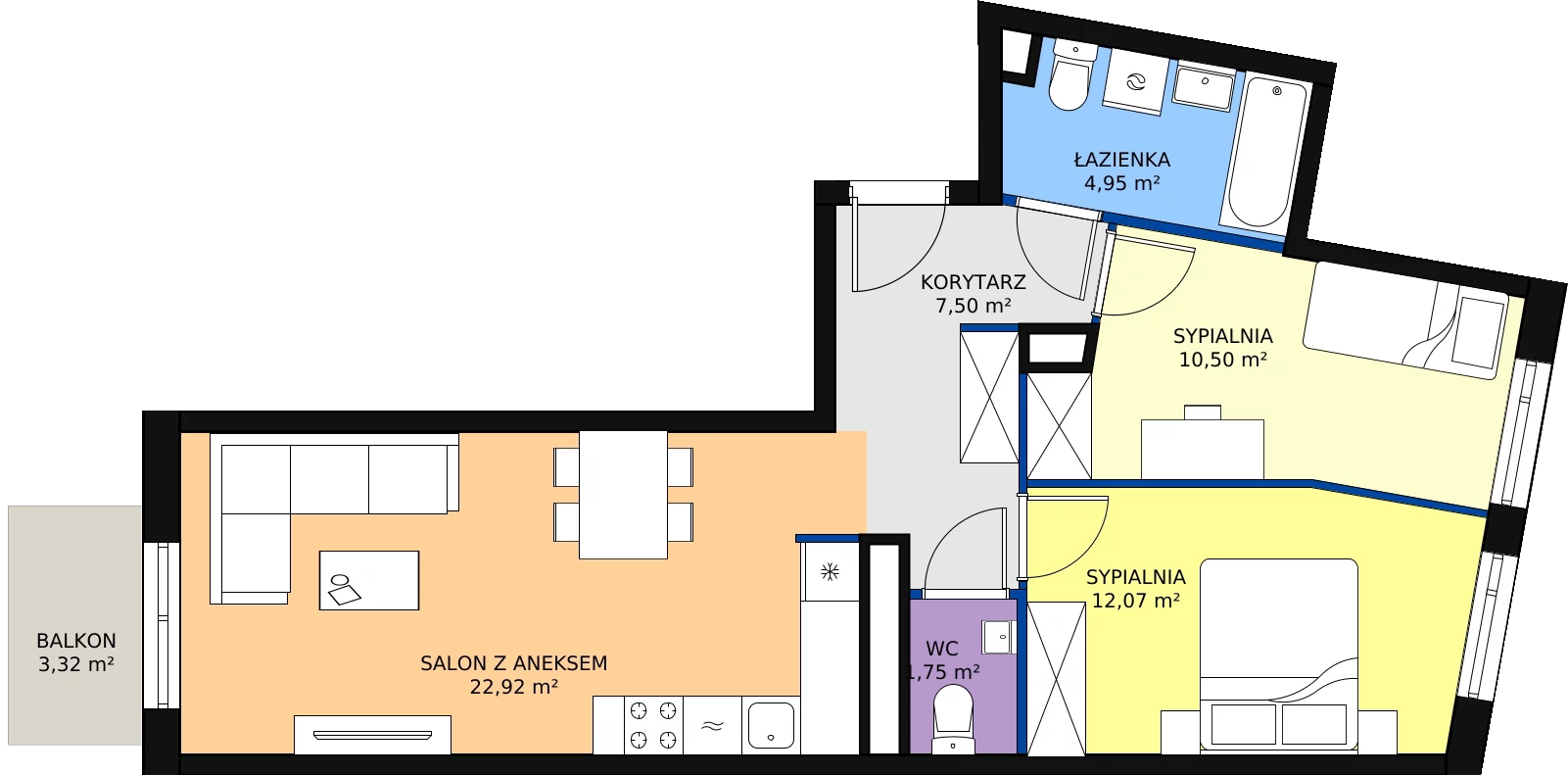 Zalety mieszkania 59.69 m², B/146