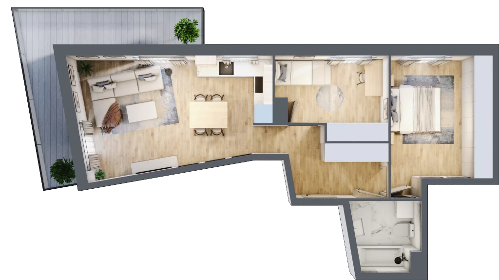 3 pokoje, mieszkanie 59,01 m², piętro 2, oferta nr B/150, Osiedle Międzyleska, Wrocław, Tarnogaj, Krzyki, ul. Międzyleska 6b