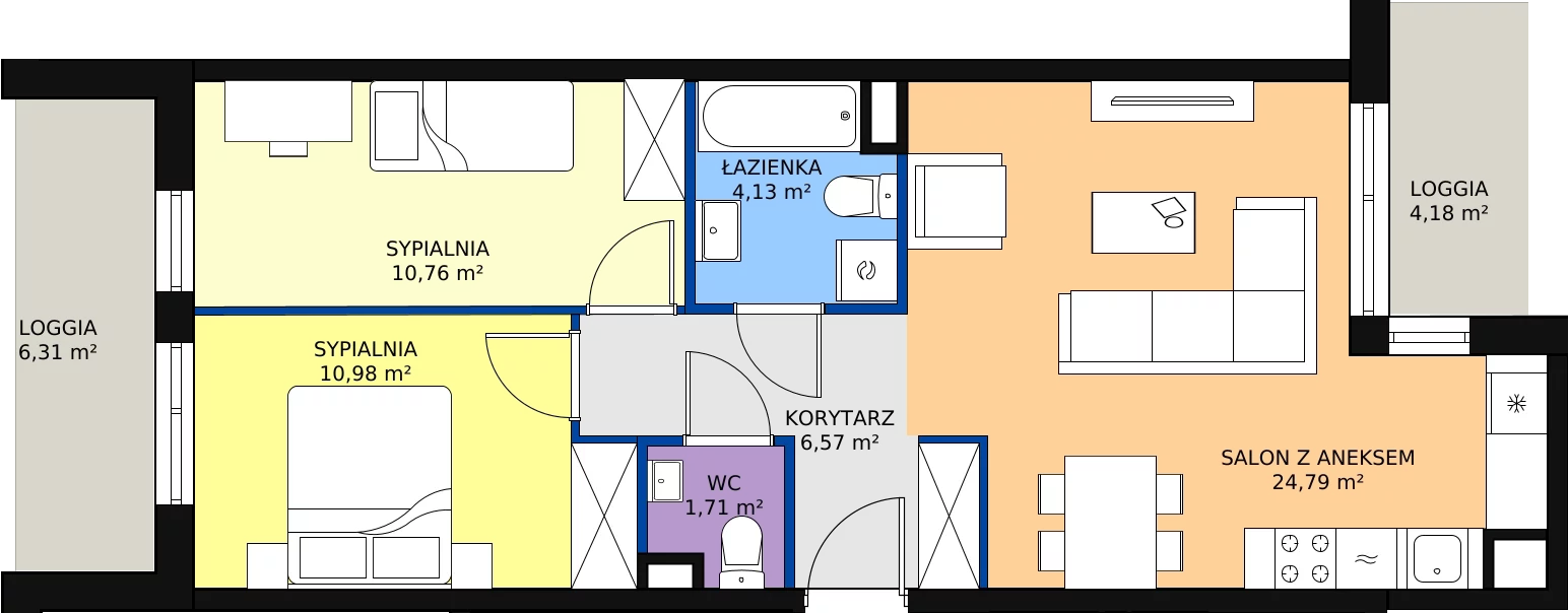 Zalety mieszkania 58.94 m², B/157