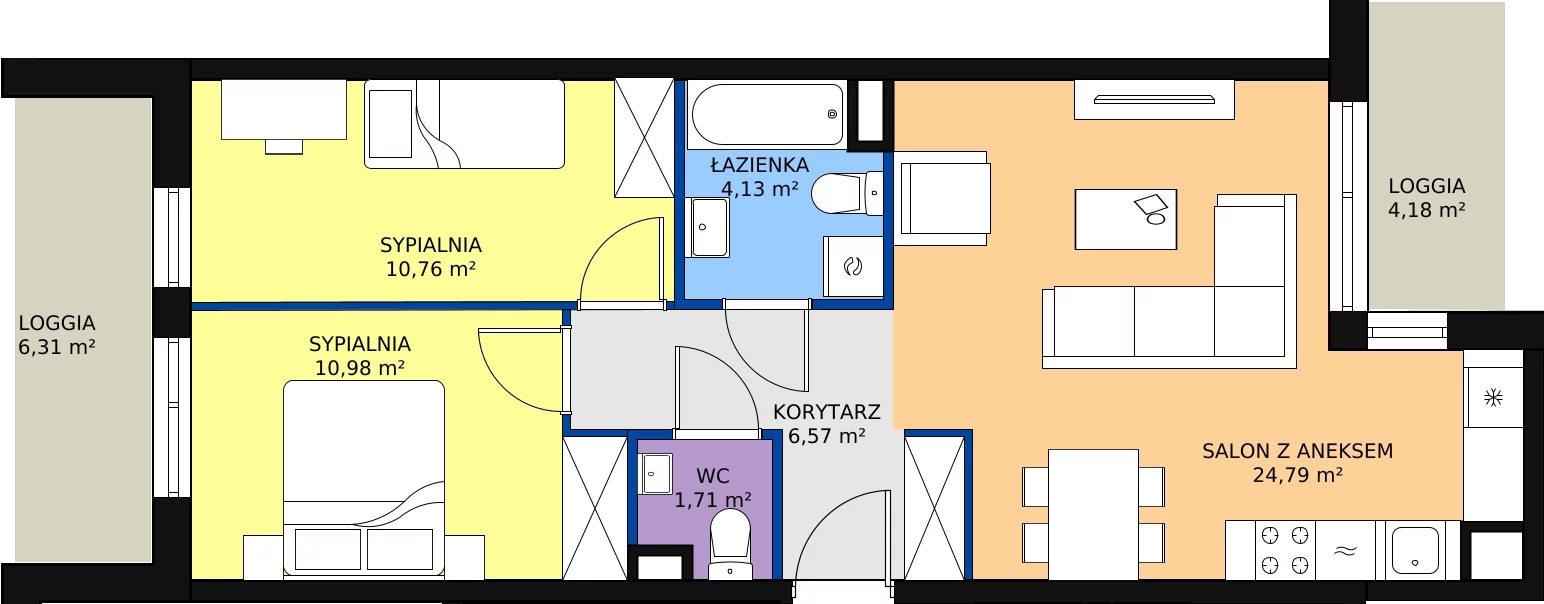 Zalety mieszkania 58.94 m², B/163