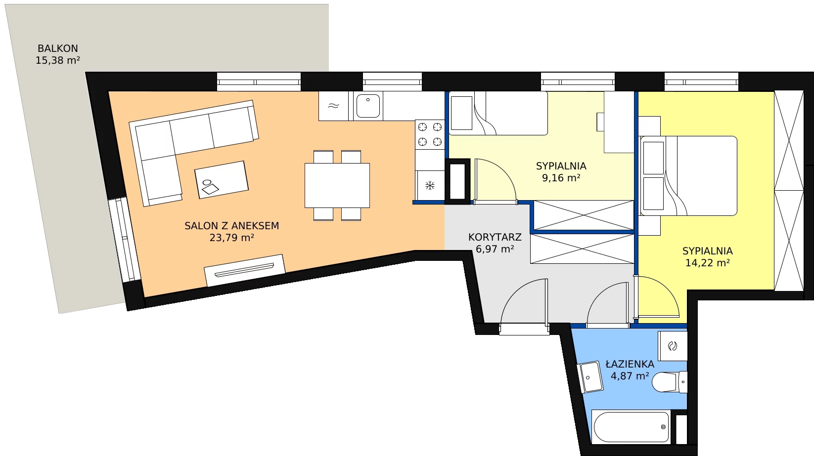 Zalety mieszkania 59.01 m², B/168