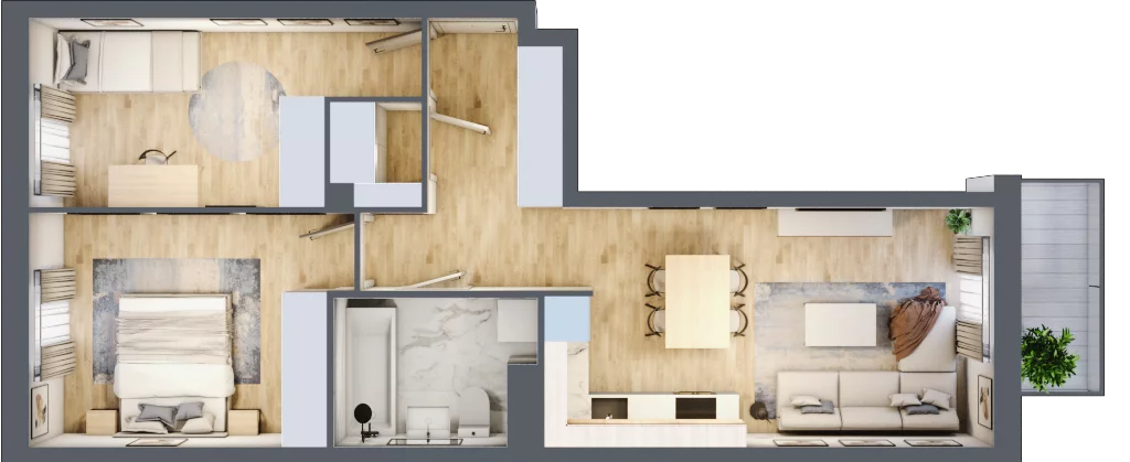 3 pokoje, mieszkanie 57,00 m², piętro 1, oferta nr B/175, Osiedle Międzyleska, Wrocław, Tarnogaj, Krzyki, ul. Międzyleska 6b