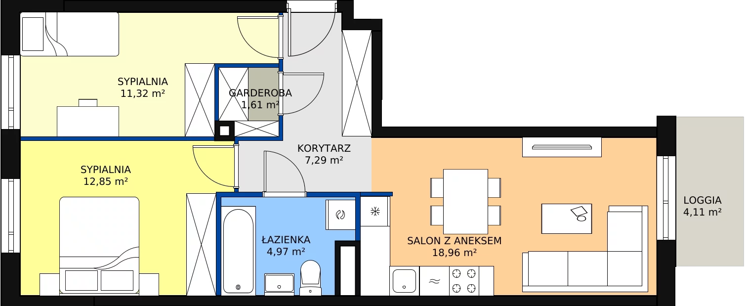 Zalety mieszkania 57 m², B/179