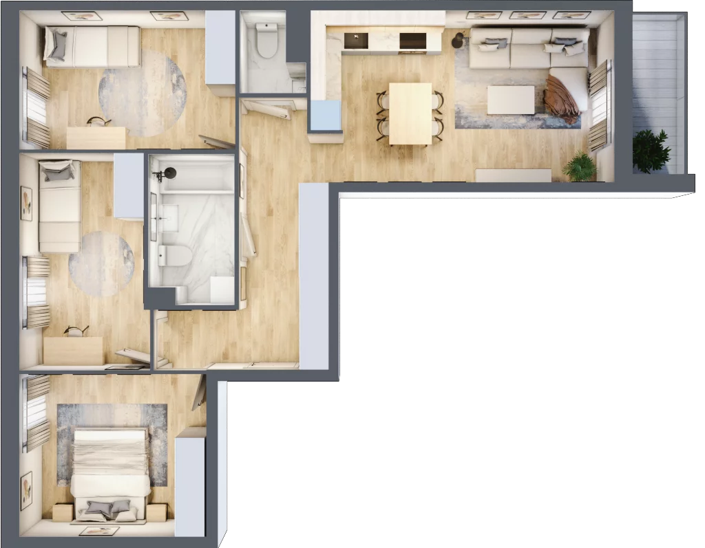 4 pokoje, mieszkanie 75,15 m², piętro 4, oferta nr B/184, Osiedle Międzyleska, Wrocław, Tarnogaj, Krzyki, ul. Międzyleska 6b