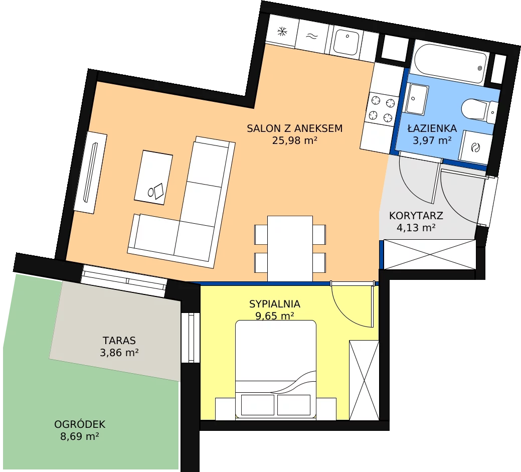Zalety mieszkania 43.73 m², B/193