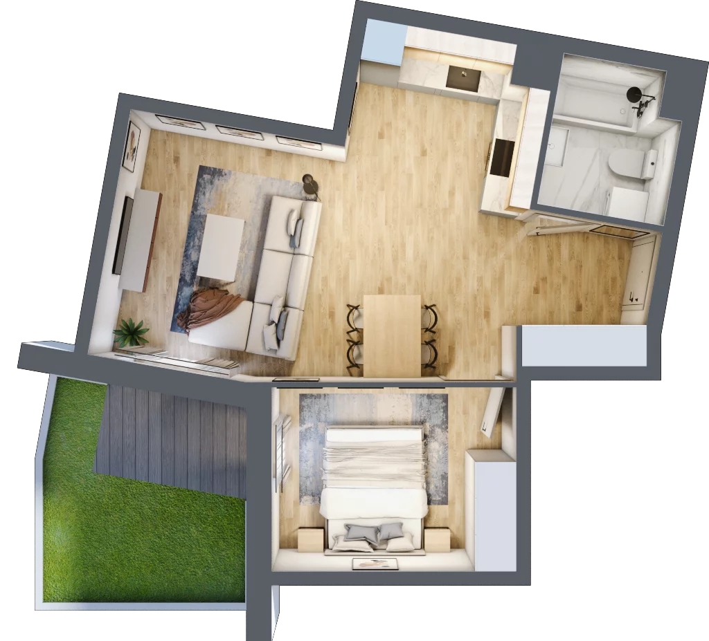 2 pokoje, mieszkanie 43,73 m², parter, oferta nr B/193, Osiedle Międzyleska, Wrocław, Tarnogaj, Krzyki, ul. Międzyleska 6b